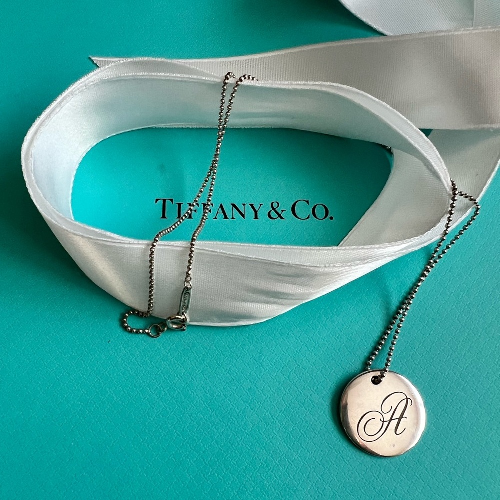 Tiffany Notes Alphabet A large disc charm necklace
